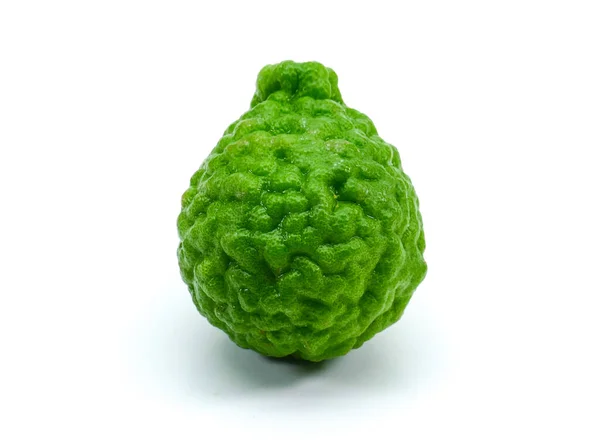 Bergamot Citrus Bergamia Kaffir Limoen Vruchten Geïsoleerd Wit — Stockfoto