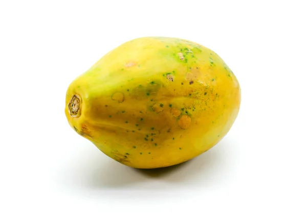 Miniatyr Gul Papaya Isolerad Vitt — Stockfoto