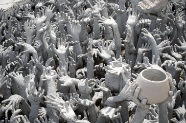 Chiang Rai, Tayland - 09 Ağustos 2017: Beyaz Tapınak Wat Rong Khun