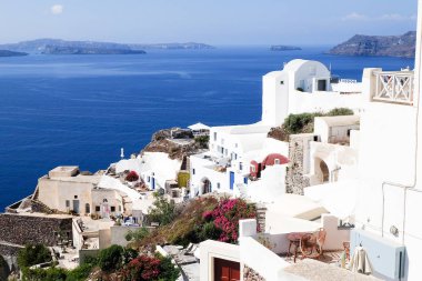 Yunanistan 'ın güzel Santorini köyü manzarası