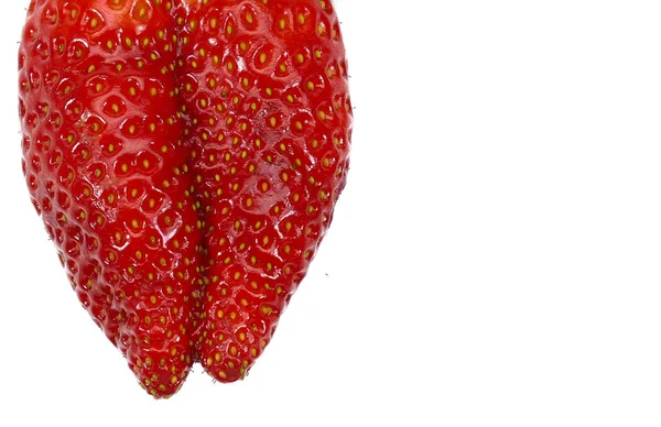 Closeup Giant Monster Double Shape Strawberries Spain Isolated White Background — Stock Photo, Image