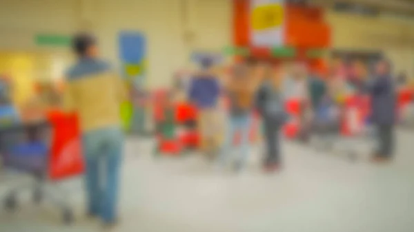 Abstract Blurred Background People Shopping Supermarket Customers Waiting Carts Counters — 스톡 사진