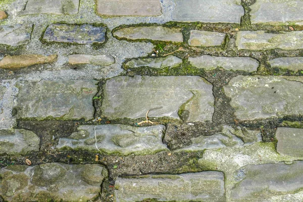 Ancien Pavé Pavé Aux Formes Irrégulières Dans Une Vieille Rue — Photo