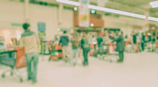 Abstract Blurred Background People Shopping Supermarket Customers Waiting Carts Counters — 스톡 사진