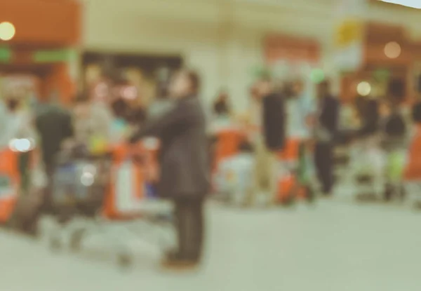 Fundo Embaçado Abstrato Pessoas Estão Comprando Supermercado Clientes Estão Esperando — Fotografia de Stock