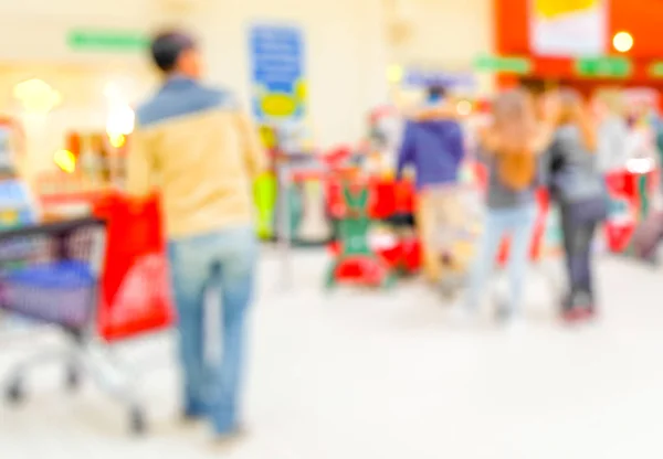 Abstraktní Rozmazané Pozadí Lidé Jsou Nakupování Supermarketu Zákazníci Čekají Svými — Stock fotografie