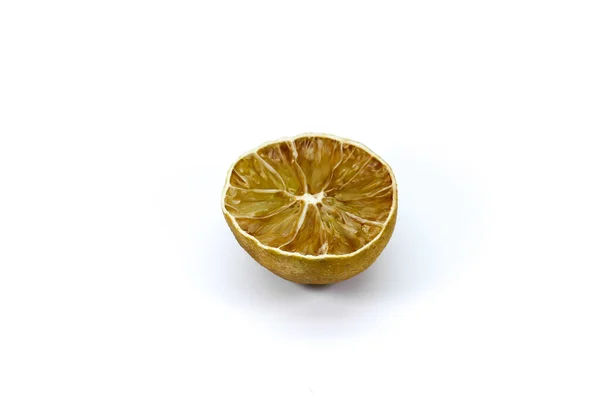 Шматок Зеленого Лимонного Клина Повністю Сухий Ізольований Білому Використовується Природні — стокове фото