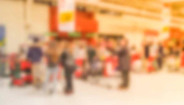 Abstract Blurred Background People Shopping Supermarket Customers Waiting Carts Counters — 스톡 사진