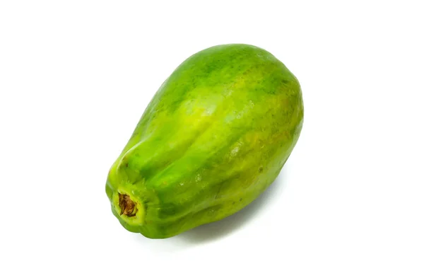 Fruto Papaya Verde Aislado Sobre Fondo Blanco — Foto de Stock