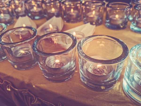 Candles Small Glasses Boats Vigil Ceremony Prayer — Stock Photo, Image