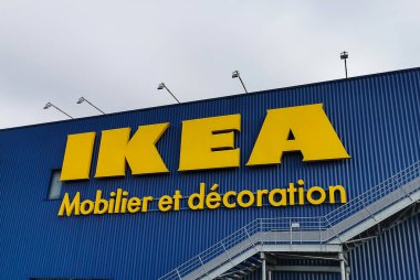 BORDEAUX, FRANCE, March 07, 2020 : logo sign of IKEA swedish store that designs and sells furniture, home furnishing, decoration and accessories.