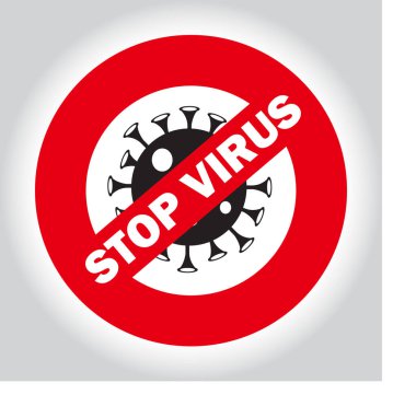 Coronavirus 2019-nCov virüs ikonunu durdur. Patojen solunum enfeksiyonu ölümcül koronavirüs. Asya gribi salgını. Grip salgını. Wuhan Çini.