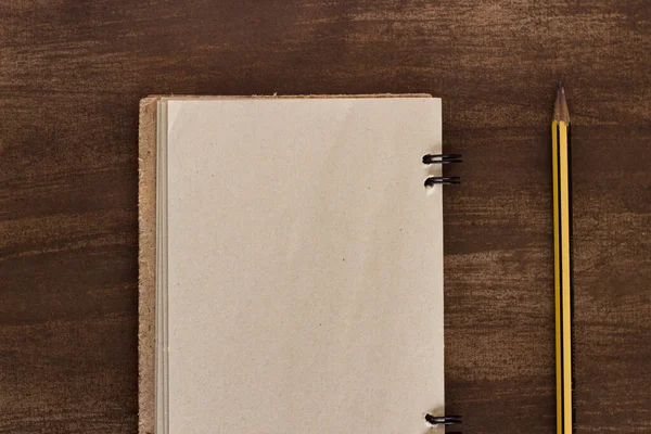 Old Notebook Aiming Pen Wooden Table — Stock Photo, Image