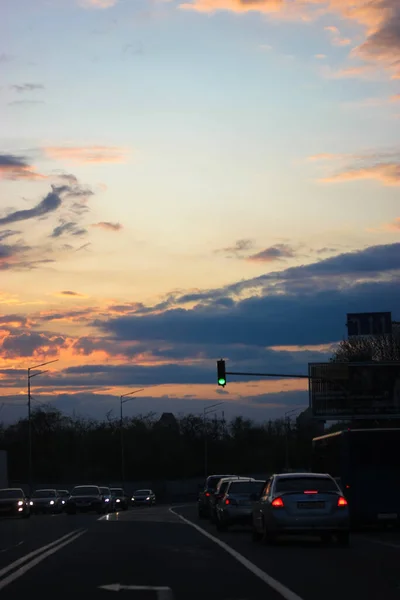 Nuvens Contratuais Céu Antes Chuva Tempestuosa Primavera — Fotografia de Stock