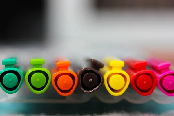 Bolígrafos Fieltro Plumas Colores Papelería Escolar — Foto de Stock