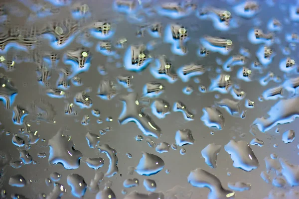 Grandes Gotas Chuva Vidro Clima Verão — Fotografia de Stock