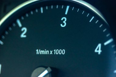Car dashboard and speedometer and arrow on zero: the automobile is standing. clipart