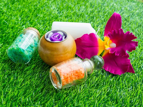 Yakın, spa aksesuarlar için cilt sağlıklı fırçalayın