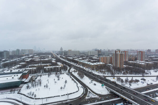 March 2017 Moscow district Kuntsevo. winter aerial view