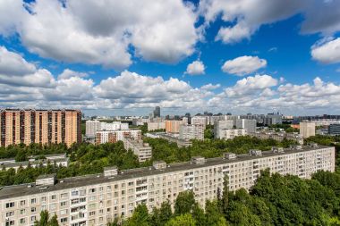 Moskova Bölgesi Belyaevo. Yaz havadan görünümü