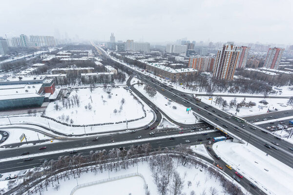 March 2017 Moscow district Kuntsevo. winter aerial view