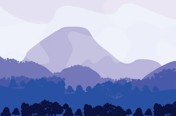 Panorama Paysage Plat Avec Illustration Montagne Ciel — Image vectorielle