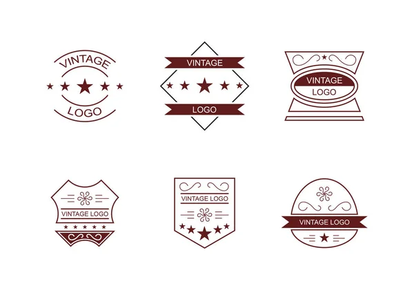 Ретро Винтажные Логотипы Значки Устанавливают Типографику — стоковый вектор