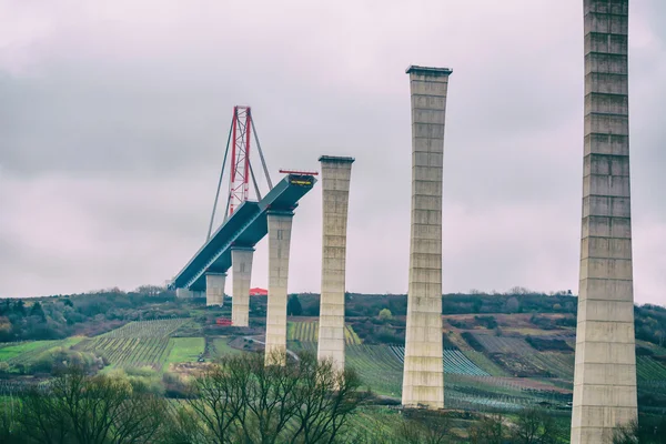 Köprü inşaat alanında, yüksek Moselle Köprüsü — Stok fotoğraf