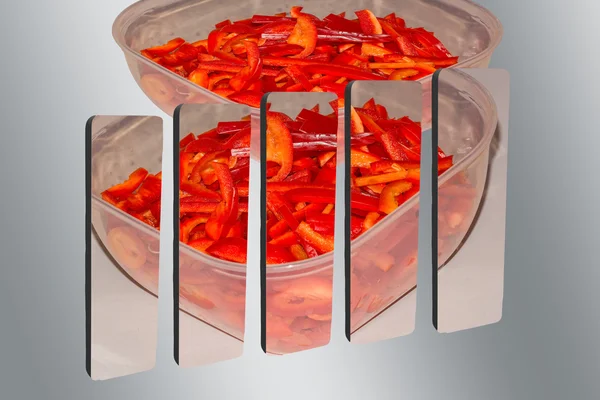 Red pepper sliced on 3D bar graph — Stock Photo, Image