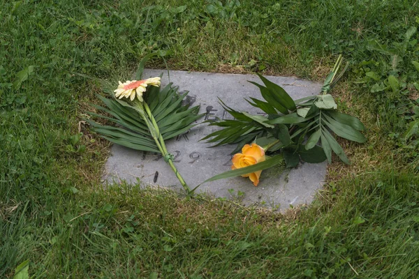 Flowers on a grave — Stock Photo, Image