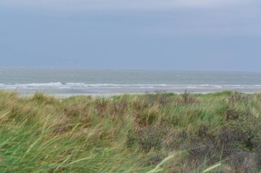 Hollanda'da fırtınalı Kuzey Denizi.