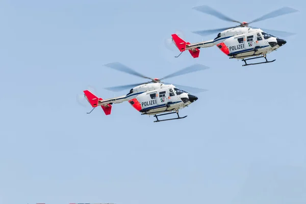 German police, rescue helicopter landing — Stock Photo, Image