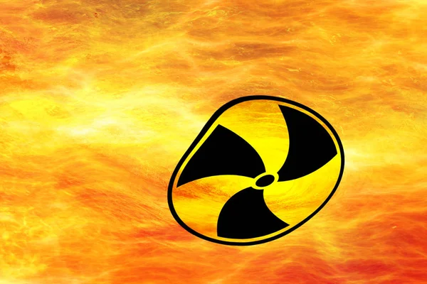 Fire circles or swirls with warning sign radioactivity — Stock Photo, Image