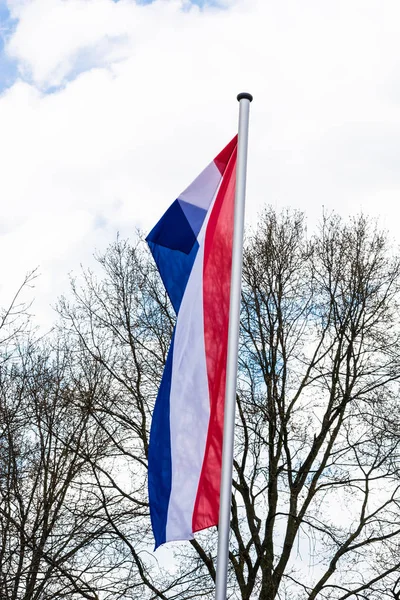 Nationale vlag van Nederland in portret formaat — Stockfoto