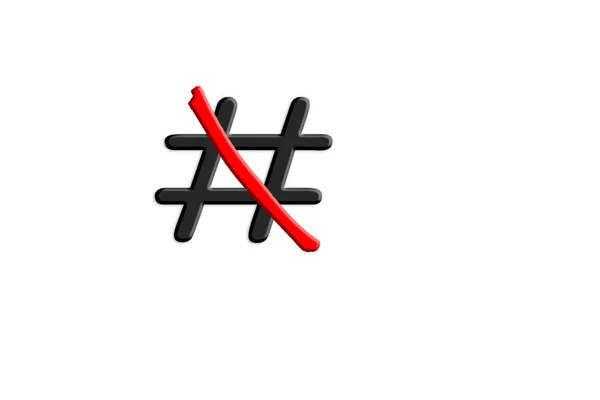 Zeichen Hashtag # rot durchgestrichen. — Stockfoto