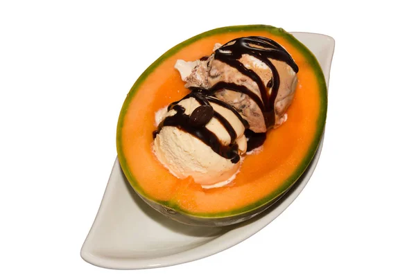 Melón relleno con helado — Foto de Stock