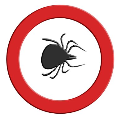 Tick warning red warning sign with tick symbol. clipart