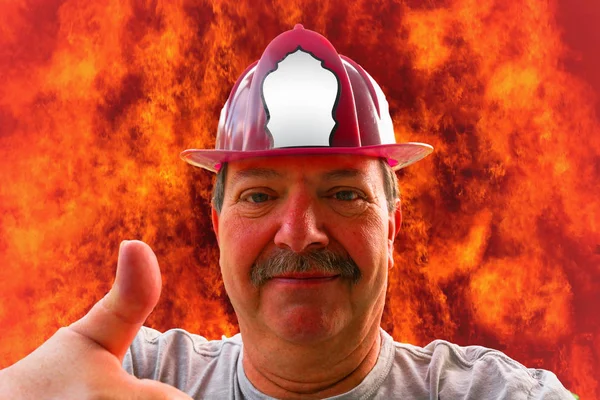 Portrait of a firefighter with helmet — Stock Photo, Image