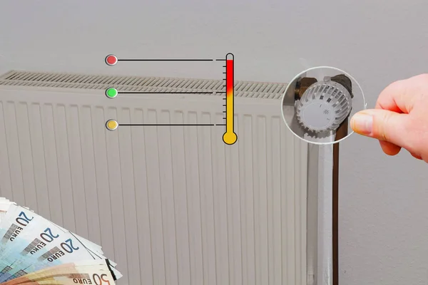 Risparmia Sui Costi Riscaldamento Utilizzando Corretta Impostazione Della Temperatura Sulla — Foto Stock