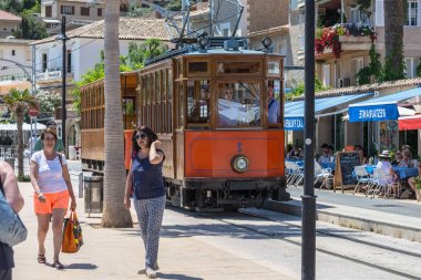 Vintage tren, Port de Soller, Mallorca 'da tramvay               