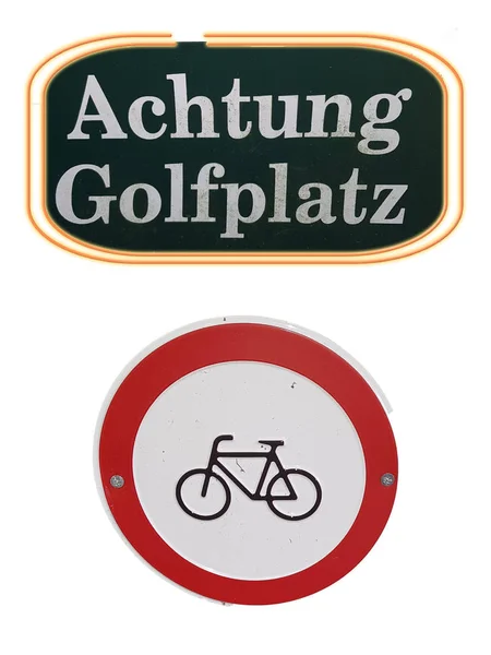 Red prohibition sign for bicycles prohibited — Stockfoto