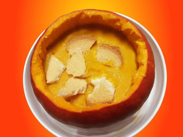 Sopa vegetariana de crema de calabaza de otoño. —  Fotos de Stock