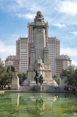 Madrid, Eylül 2015, İspanya Plaza ve anıt Cervantes