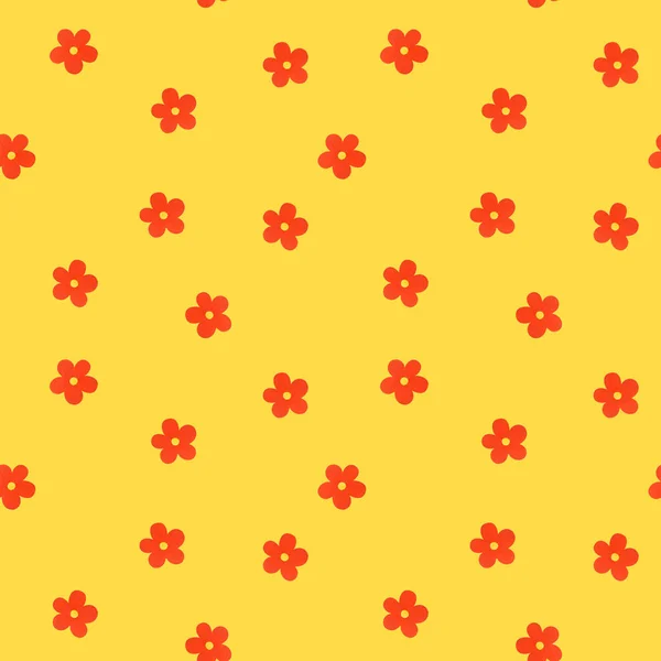 黄色背景上的原生红花 作者花无缝图案 痛苦不堪 — 图库照片