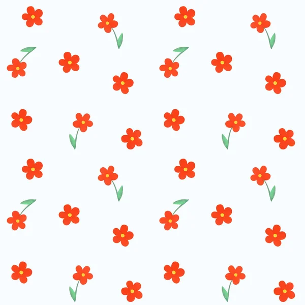 Primitive Rote Blumen Auf Weißem Hintergrund Autor Florales Nahtloses Muster — Stockfoto