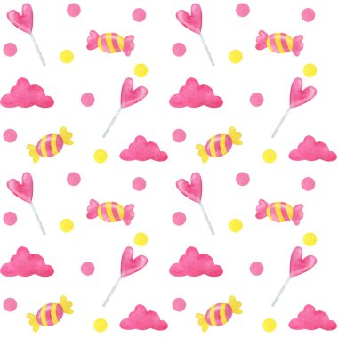  Şekerleme deseni ve renkli bulutlar. Pembe, sarı. Şenlikli