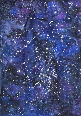 Evren. Uzay suluboya arka planı. Dikdörtgen substrat nükteli