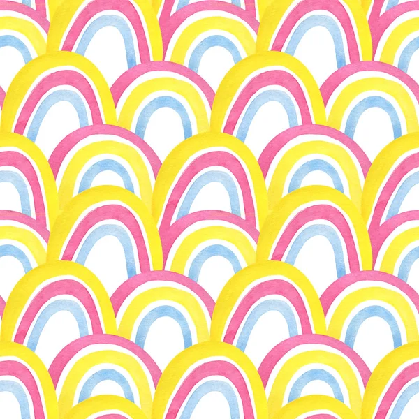 Seamless pattern made of rainbow .Pink, yellow, blue. Festive ba — 스톡 사진