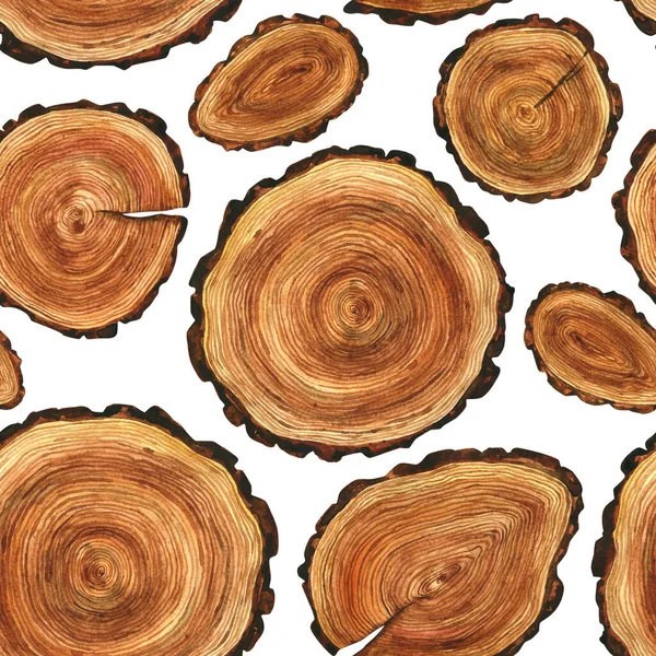 Nahtloses Muster Mit Holzschnitt Umweltfreundlicher Holzhintergrund Aquarell Illustration Mit Textur — Stockfoto