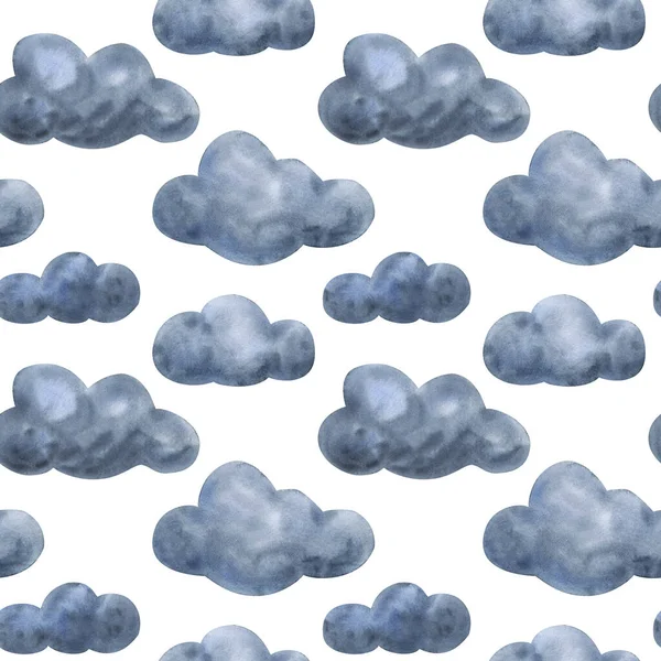 Cartoon Clouds Bezproblémový Dětský Vzor Šedé Mraky Bílém Pozadí Ilustrace — Stock fotografie